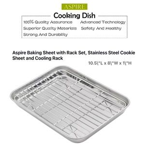 Aspire Stainless Steel Baking Sheet With Rack Set Great for Toaster Oven!🍞🥩